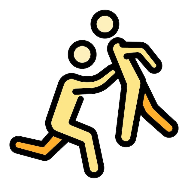 Icono de batalla de lucha grecorromana Contorno de lucha grecurromana Icono vectorial de batalla de color plano aislado