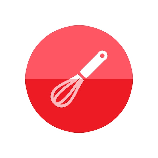 Icono de batedor de huevos en estilo de círculo de color plano Cocina horneado comida pastel utensilios de cocina