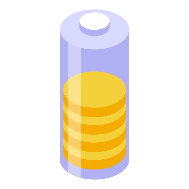Icono de batería de carga vector isométrico Energía de energía Celda vacía