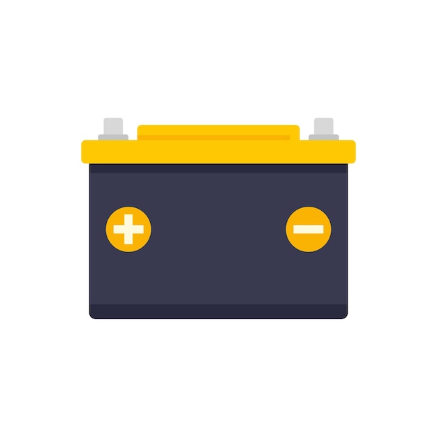 Icono de batería de coche Ilustración plana del icono de vector de batería de coche aislado sobre fondo blanco