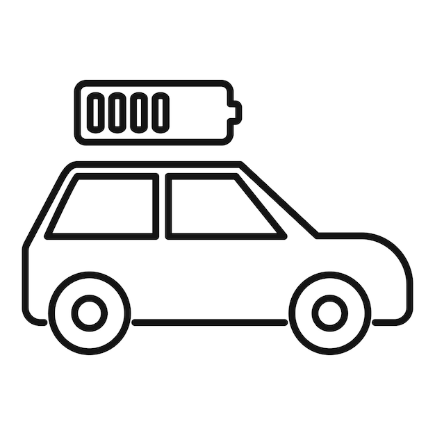 Icono de batería de medio coche Contorno de icono de vector de batería de medio coche para diseño web aislado sobre fondo blanco