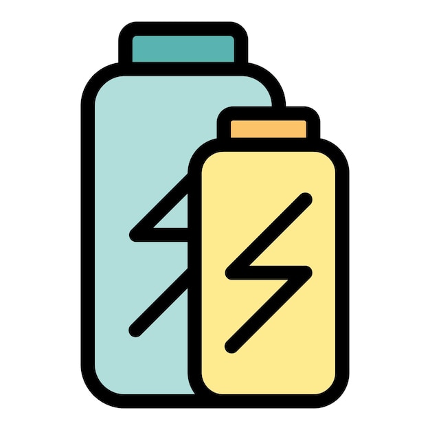 Icono de batería vector de contorno Carga de energía Nivel de teléfono color plano