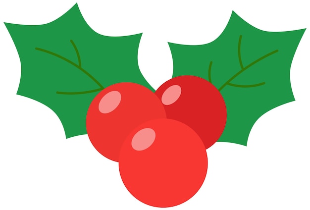 Vector icono de bayas de acebo de navidad. decoración de temporada, frutos de plantas de invierno. ilustración de vacaciones.