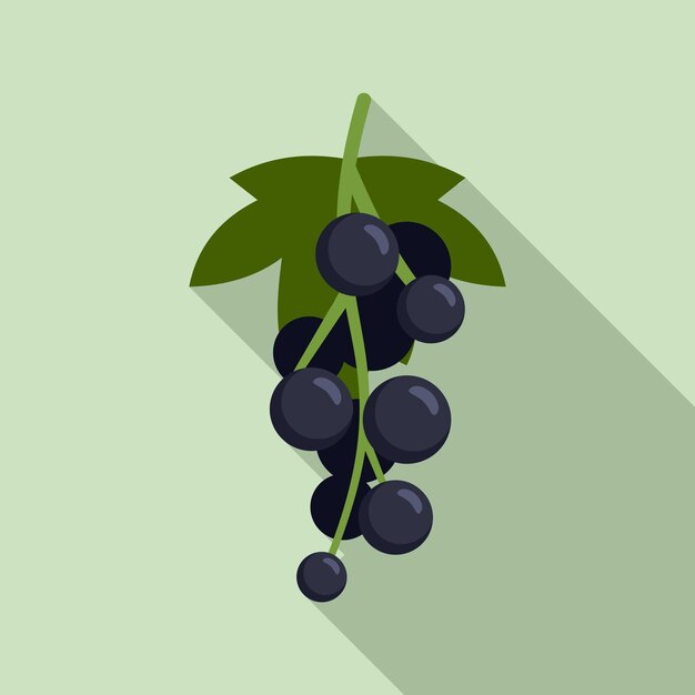 Icono de bayas de grosella negra Ilustración plana de icono de vector de bayas de grosella negra para diseño web