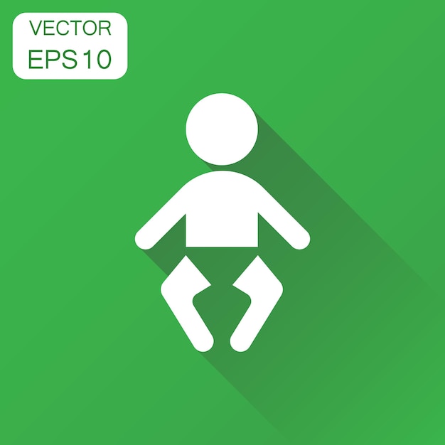 Ícono de bebé Concepto de negocio Pictograma de niño Ilustración vectorial en fondo verde con sombra larga