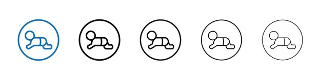 Icono de bebé que se arrastra Logotipo vectorial de esquema para la aplicación web