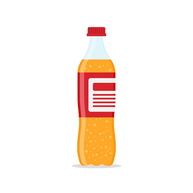 Icono de bebida gaseosa en estilo plano Botella de plástico y vaso ilustración vectorial sobre fondo aislado Concepto de negocio de signo de bebida de agua