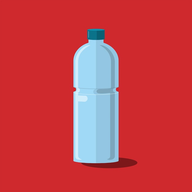 icono de bebida de plástico de botella azul sobre fondo rojo ilustración vectorial