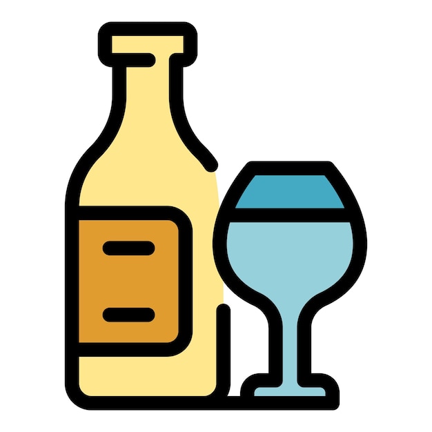 Icono de bebidas alcohólicas Contorno del icono vectorial de bebidas alcoholicas Color plano aislado