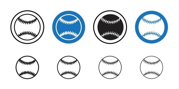 Icono del béisbol Colección de arte de línea delgada