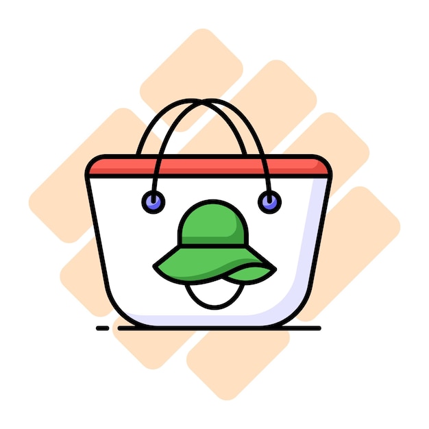 icono bellamente diseñado de bolsa de playa muestra una bolsa o mochila utilizada para llevar artículos esenciales a la playa