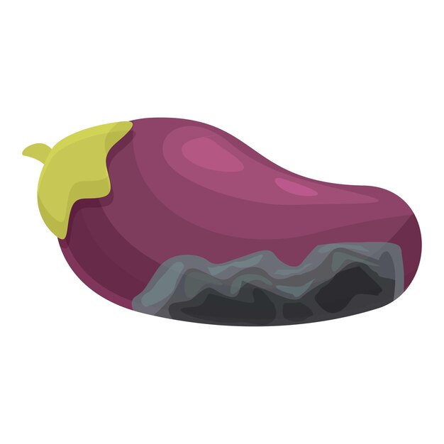 Icono de berenjena contaminada vector de dibujos animados alimento microbio bacilo de basura