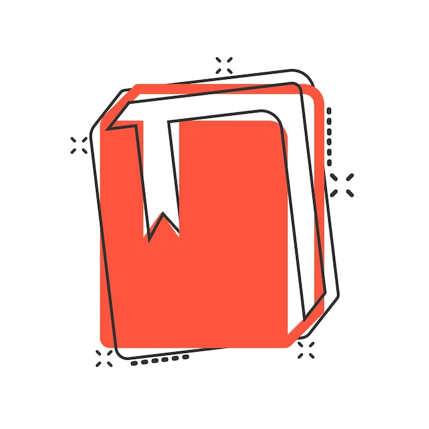 Icono de biblioteca de libro de dibujos animados de vector en estilo cómic Pictograma de ilustración de concepto de educación Concepto de efecto de salpicadura de negocio de libro