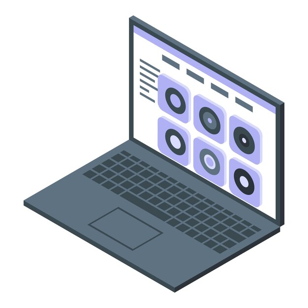 Icono de biblioteca en línea Isométrico del icono de vector de biblioteca en línea para diseño web aislado sobre fondo blanco