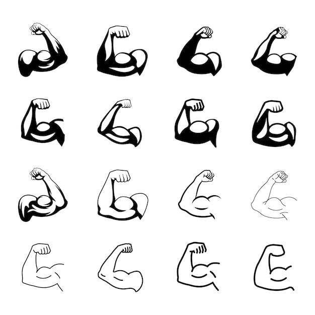 Icono de bíceps Icono de músculo Silueta y estilo lineal