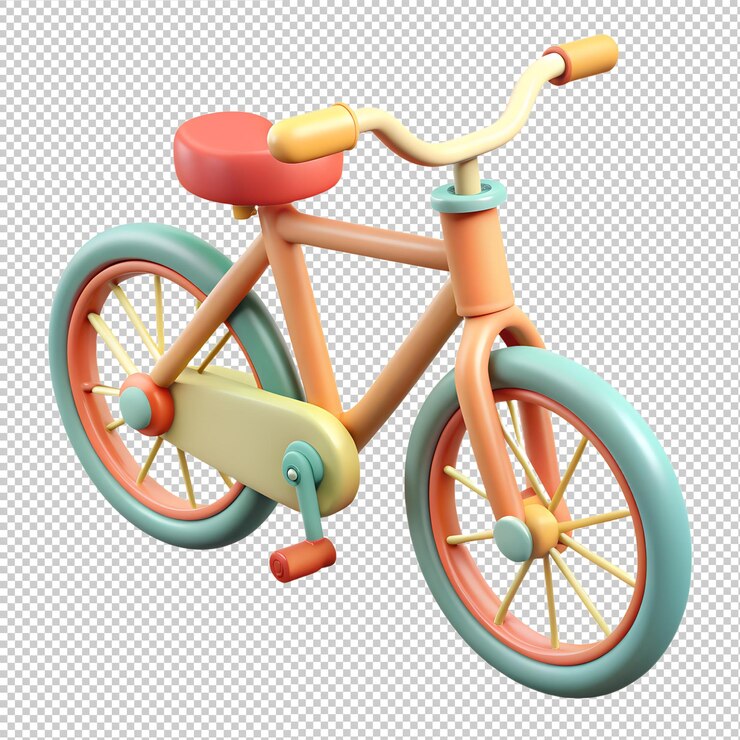 Vector icono de bicicleta 3d de dibujos animados aislado en el fondo transparente vehículos para el concepto de transporte