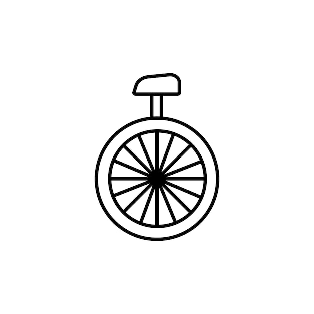 Ícono de bicicleta de circo en fondo blanco para diseño gráfico y web