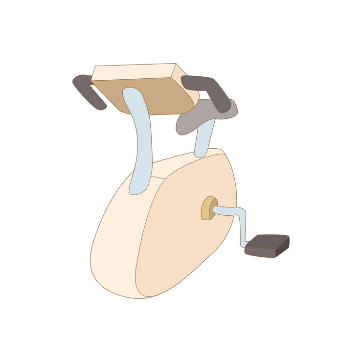Vector icono de bicicleta estática en estilo de dibujos animados aislado sobre fondo blanco símbolo de entrenamiento y fitness