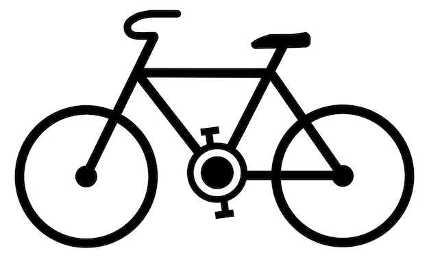 Icono de bicicleta simple. Dibujo de bicicleta de líneas negras sobre fondo blanco.