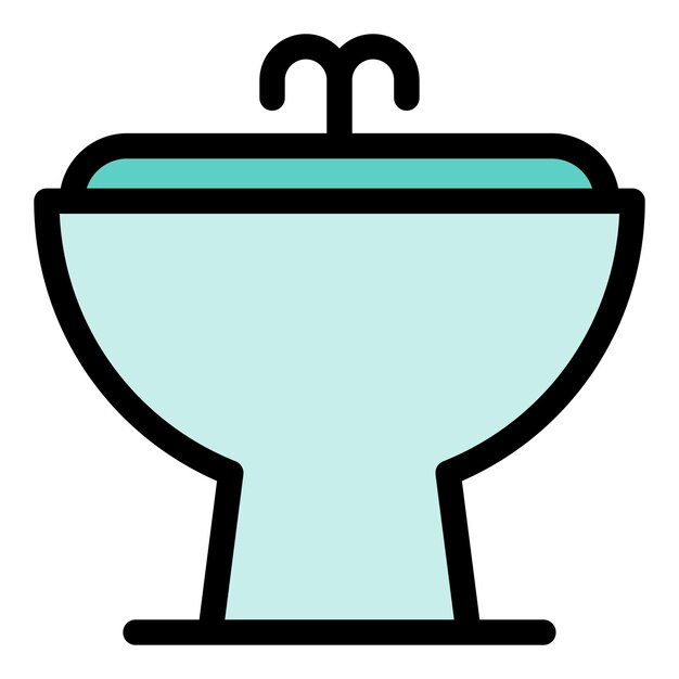 Icono de bidé de cerámica Contorno de bidé cerámico Icono vectorial de color plano aislado