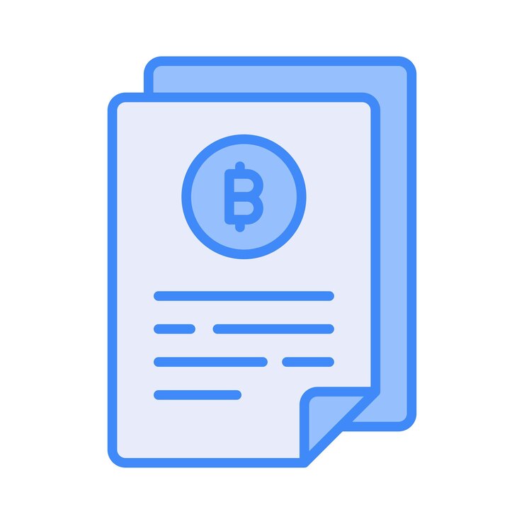 Vector icono bien diseñado del documento de bitcoin btc con documento