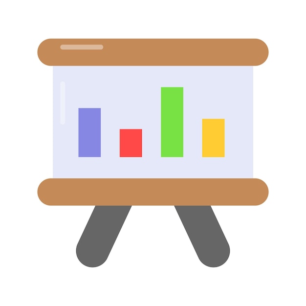 Un icono bien elaborado del tablero de presentación en un vector de análisis de negocios de estilo editable