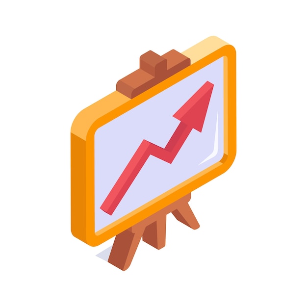 Un icono bien elaborado del tablero de presentación en un vector de análisis de negocios de estilo editable