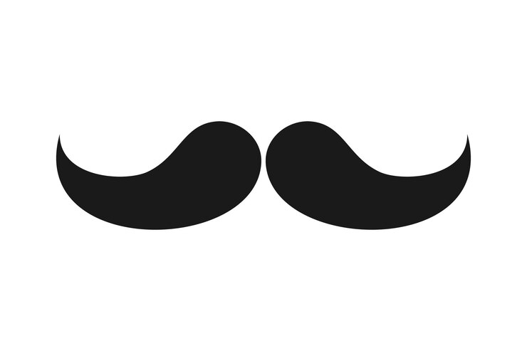 Ícono de bigotes de cabello vectorial en fondo blanco