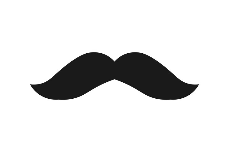 Ícono de bigotes de cabello vectorial en fondo blanco