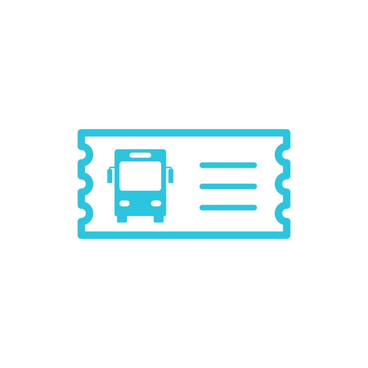Vector el icono del billete de autobús de viaje aislado en fondo blanco del conjunto de iconos azules