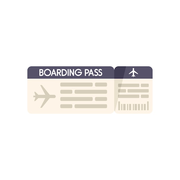Icono de billete de avión de vacaciones vector plano Pase de avión viaje aislado