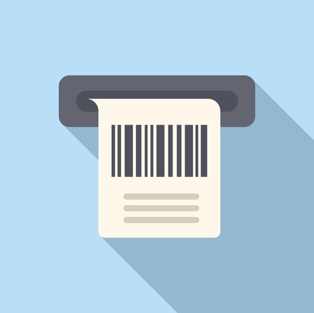 Ícono de billete de código de barras vector plano Escaneo del recibo