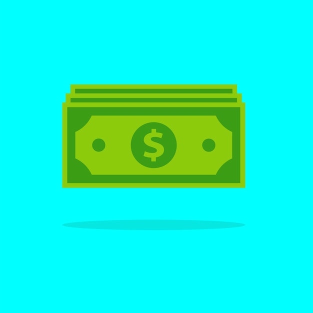 icono de billete de dólar verde plano simple