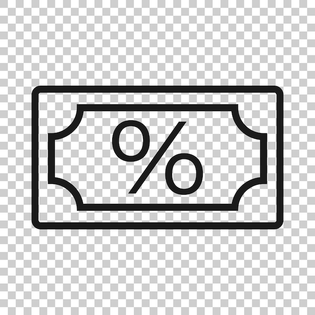 Icono de billete de moneda en dólares en estilo plano Ilustración de vector de descuento en efectivo en dólares sobre fondo blanco aislado Billete de banco con concepto de negocio por ciento