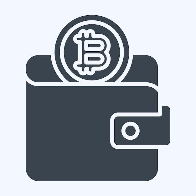 Icono de billetera de Bitcoin relacionado con el símbolo de criptografía estilo glifo ilustración de diseño simple