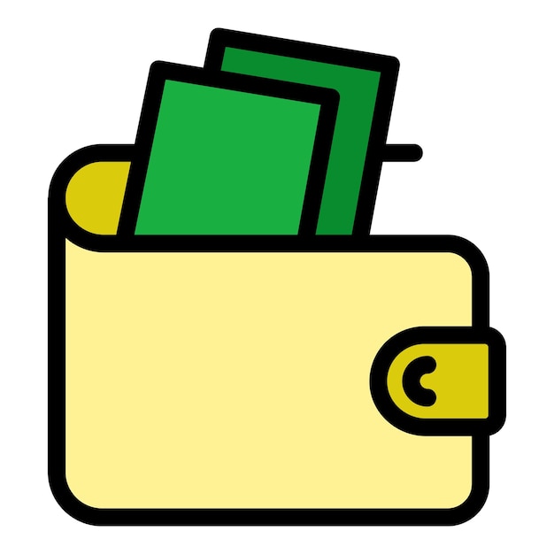 Icono de la billetera de bolsillo Contorno del icono vectorial de la billetería de bolsillos color plano aislado