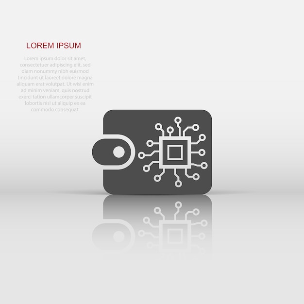 Icono de billetera digital en estilo plano Ilustración de vector de bolsa Crypto sobre fondo blanco aislado Concepto de negocio de comercio electrónico de finanzas en línea