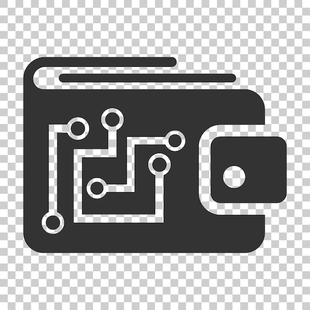 Icono de billetera digital en estilo plano Ilustración vectorial de bolsa criptográfica en un fondo aislado Concepto de negocio de comercio electrónico de finanzas en línea
