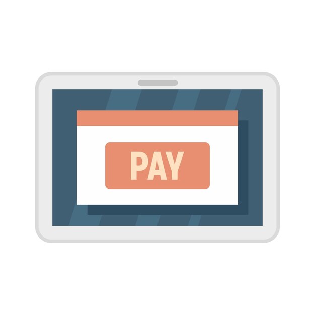 Icono de billetera digital de pago de tableta Ilustración plana del icono de vector de billetera digital de pago de tableta aislado sobre fondo blanco
