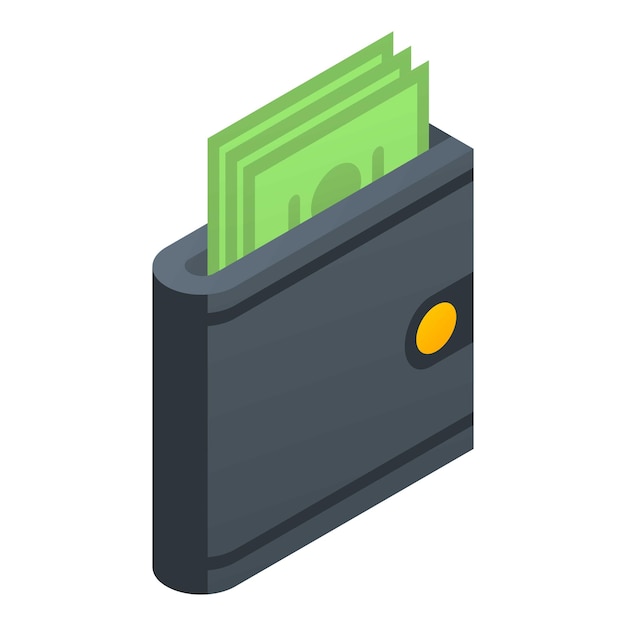 Icono de billetera de dinero completo Isométrico del icono de vector de billetera de dinero completo para diseño web aislado sobre fondo blanco