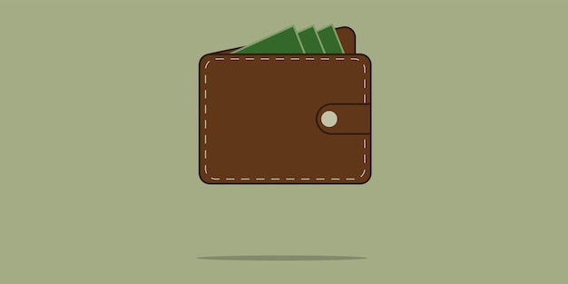 Icono de billetera con dinero para diseño de marketing. Eps vectoriales 10.