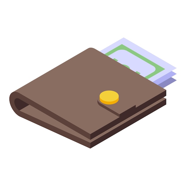 Icono de billetera de dinero vector isométrico caso financiero plegable