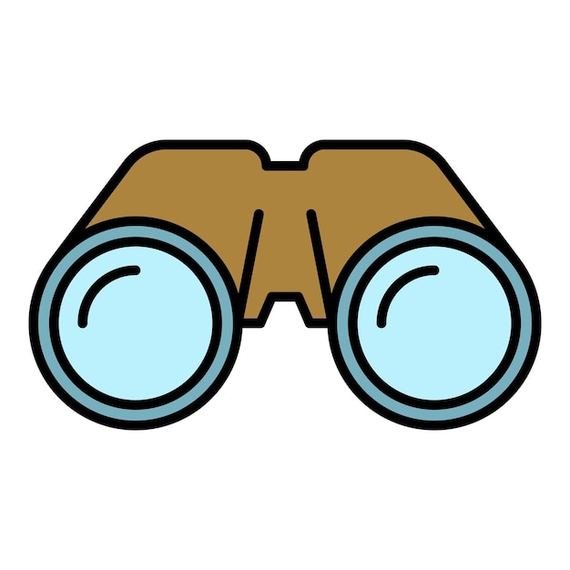 Icono de binoculares Contorno binoculares vector icono color plano aislado