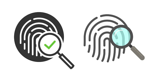 Icono biométrico de escaneo de datos de huellas dactilares gráfico simple pictograma de verificación de identificación de impresión de dedo pulgar gráfico