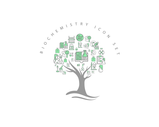 Icono de bioquímica en fondo blanco Vector Premium