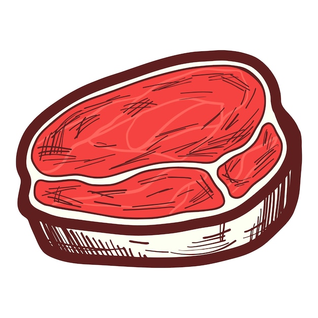 Icono de bistec fresco Ilustración dibujada a mano de icono de vector de bistec fresco para diseño web