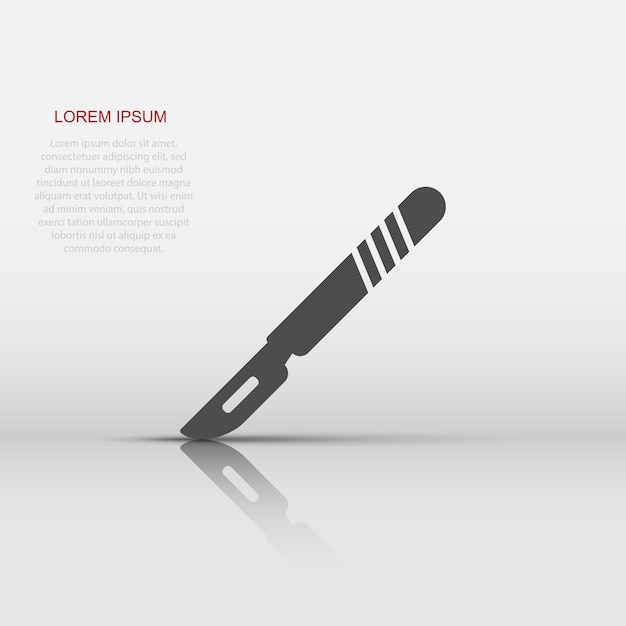 Icono de bisturí médico vectorial en estilo plano Pictograma de ilustración de signo de cuchillo de cirugía hospitalaria Concepto de negocio de bisturí