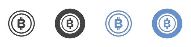 El icono de Bitcoin es un arte plano en blanco y negro aislado