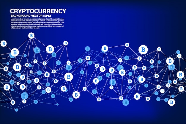 Icono de bitcoin de vector de la línea de conexión de puntos de polígono.
