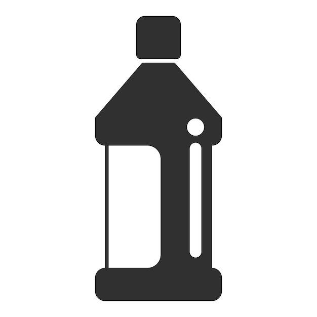 Icono en blanco y negro de una botella de detergente para limpieza y lavandería